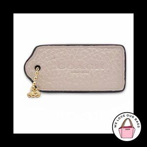 2.25" COACH NEW YORK Chalk White Pebbled Leather Fob Bag Charm Keychain Hang Tag